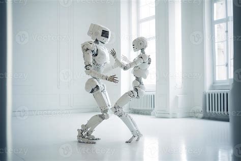 Two robots dancing. Couple, love. Artificial intelligence, digital ...