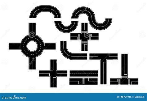 Set of Road Elements for Modeling, Flat Design Stock Vector ...