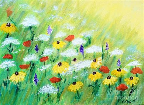 Field of Wildflowers Acrylic Painting Painting by Linda Waidelich