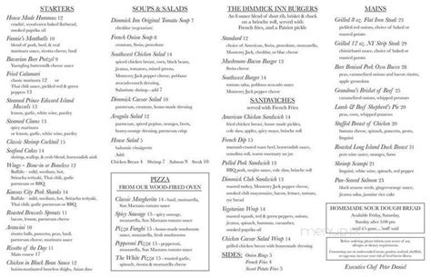 Menu of Dimmick Inn & Steakhouse in Milford, PA 18337