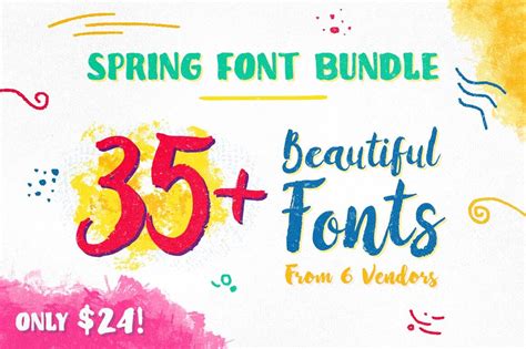 Spring Font Bundle - 35+ Beautiful Fonts from 6 Designers - only $24 ...