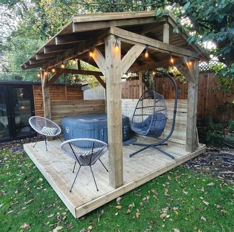 Rustic Wooden Gazebo 3.6 X 2.4m Hot Tub Canopy Permanent - Etsy UK