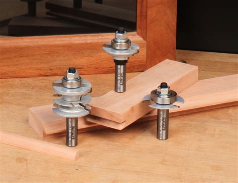 Three-piece glass cabinet door making router bit set | Woodworking Network