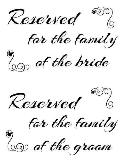 Free Printable Reserved Seating Signs For Your Wedding For Reserved Cards For Tables Templates ...