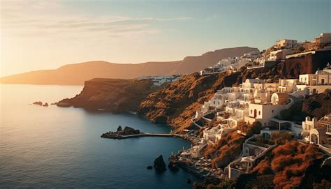 Premium AI Image | Sunset in santorini photoshoot