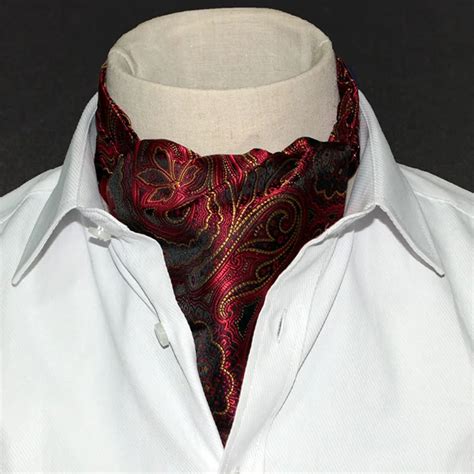 LJ02 10 Novelty Classic Men's Ascot Tie Silk Luxury Wine Red Floral Paisley Cravat Necktie ...