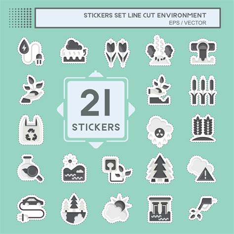 Sticker line cut Set Environment. related to Environment symbol. simple ...