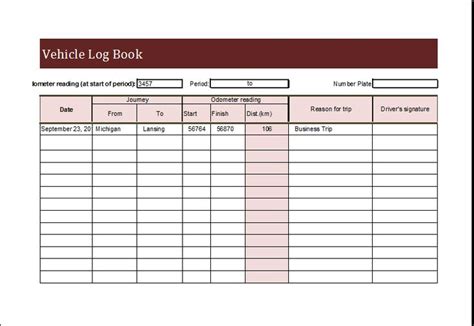 Vehicle Log Book Template for MS EXCEL | Excel Templates | Book template, Vehicle maintenance ...