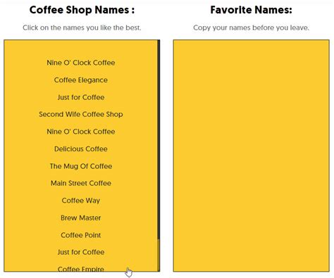 Coffee Shop Name Generator | Generate Coffee Shop Name Ideas