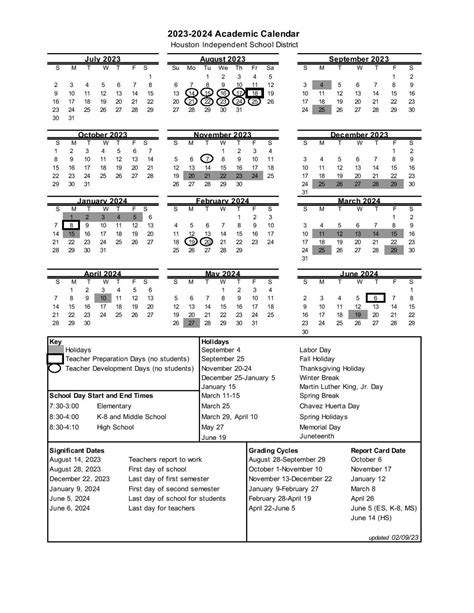 Houston Independent School District Calendar 2023-2024 PDF