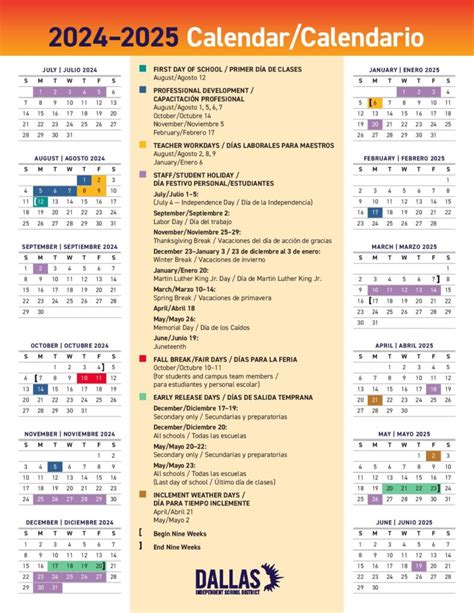 Dallas ISD School Calendar 2024-2025 | DISD Holidays