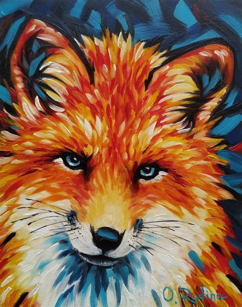 Fox oil painting fox painting original wild animal oil | Etsy