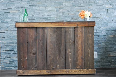 Bar, 5 foot rustic wood bar, with back shelving | Platinum Event Rentals