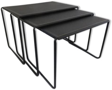 3 Pull-out Tables In Perforated Metal 60/70s - Table Gigogne Noir Perforé - Original Size PNG ...