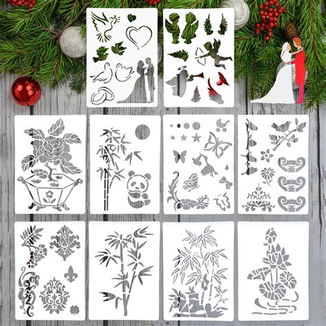 Buy Painting Template - 10 PCS Drawing Painting Art Stencil Templates - Stencils on Wood and ...