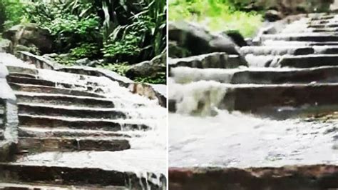 Chamundi Hill steps turns into waterfall - Star of Mysore