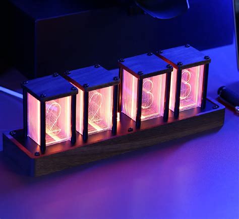 Buy Nixie Tube Clock ClocTeck Digital Alarm Clock, Walnut RGB Desk Clock for Bedroom,Easy Alarm ...