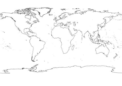 Black and White World Map Outline | World map outline, Blank world map, World map coloring page