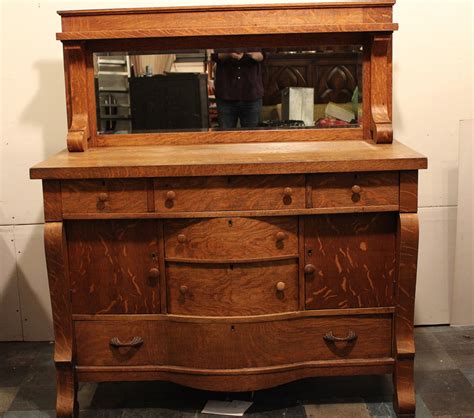 Antique Empire Style Oak Sideboard