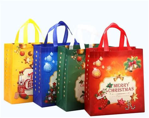 Non Woven Holiday Gift Bags Reusable Christmas Gift Handbag Holders Tote XMAS Party Favor Bag ...