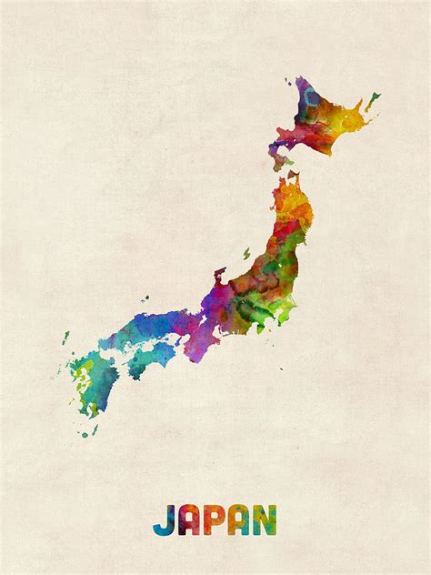 Japan Watercolor Map Digital Art by Michael Tompsett - Fine Art America