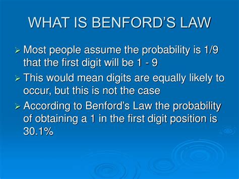 PPT - BENFORD’S LAW PowerPoint Presentation, free download - ID:6689924