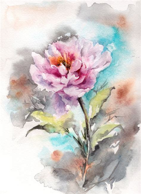 Peonies Watercolor Paintings | Original Watercolor Painting Pink Peony ...