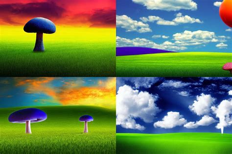 the bliss wallpaper from windows xp with an atomic | Stable Diffusion ...