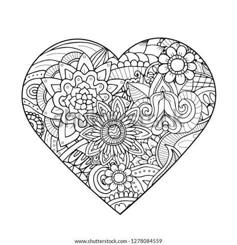 Zentangle Heart Adult Coloring Book Page Stock Vector (Royalty Free) 1278084559