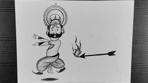 Happy Dussehra Drawing Easy // Drawing For Dussehra Festival // Ravan ...