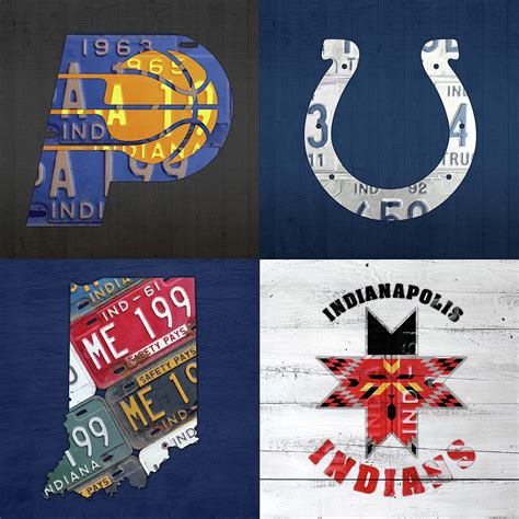 Indianapolis Indiana Sports Team License Plate Art Collage Map Pacers ...