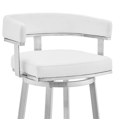 Cohen 26" White Faux Leather and Steel Swivel Counter Stool - #426E1 ...