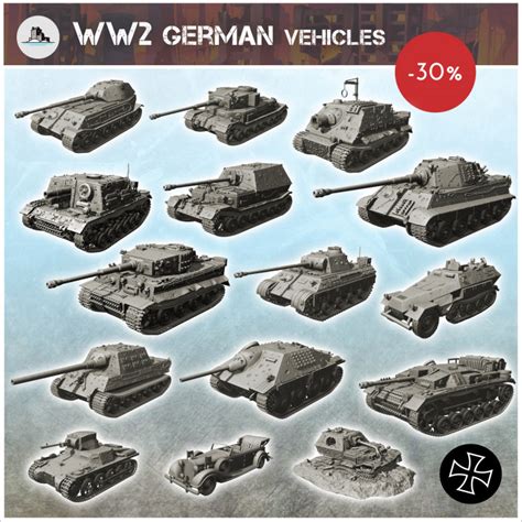 3D Printable German vehicles WW2 pack - Germany Eastern Western Front Normandy Stalingrad Berlin ...