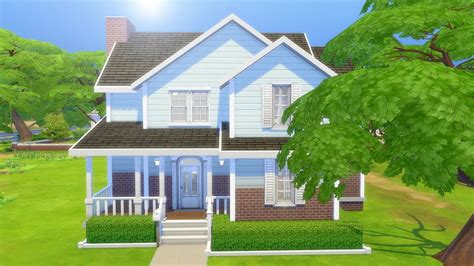 BLUE SUBURBAN DREAM // The Sims 4: Speed Build - YouTube