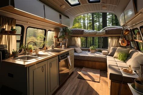 Premium Photo | Mobile Home Comfort Cozy Kitchen Interior in the Trailer