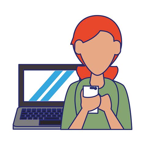 woman with laptop blue lines 3760862 Vector Art at Vecteezy