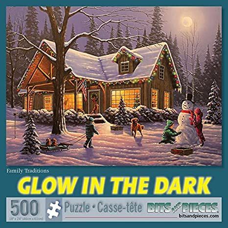 Bits and Pieces - 500 Piece Glow in The Dark Puzzle Jigsaw Puzzle for Adults - Family Traditions ...