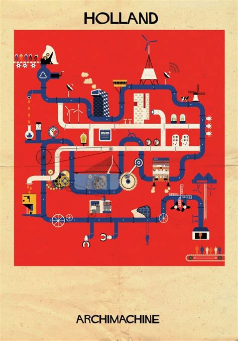 Gallery of ARCHIMACHINE: 17 Countries Illustrated as Architectural Machines - 9 | Ilustraciones ...