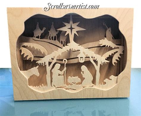 NW1867 Layered Nativity Light Box Digital Pattern - Etsy | Scroll saw ...