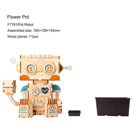 Robotime Flower Pot Robot | A nifty planter in a creative robot design!