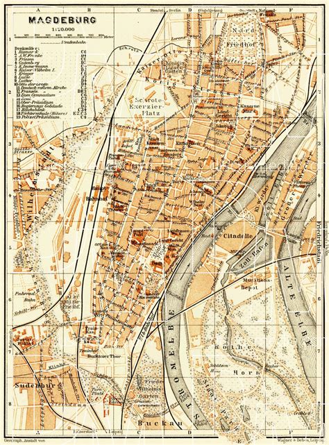 Old map of Magdeburg in 1906. Buy vintage map replica poster print or ...