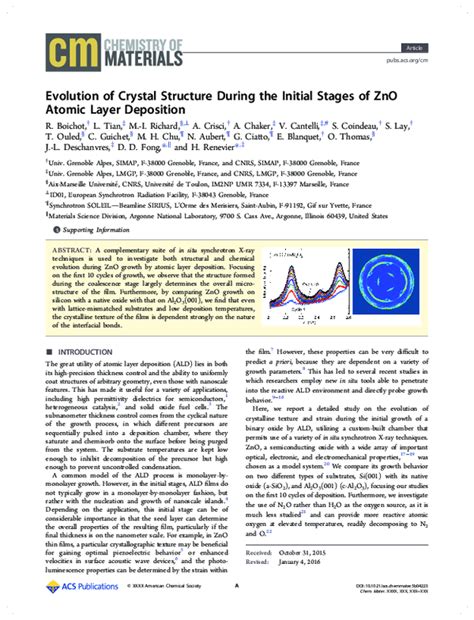 (PDF) Evolution of Crystal Structure During the Initial Stages of ZnO ...