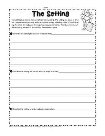 Identifying Story Setting Worksheets