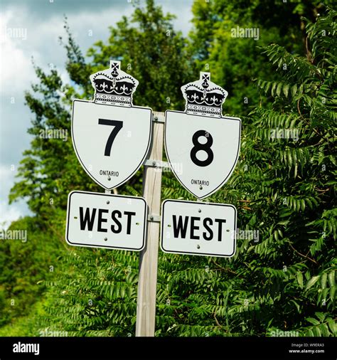 Highway road signs.Ontario, Canada Stock Photo - Alamy