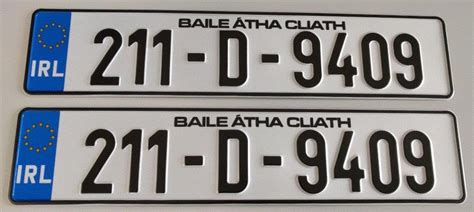 Irish Font on white plate (PAIR) - Premium Number Plates | Retroplates