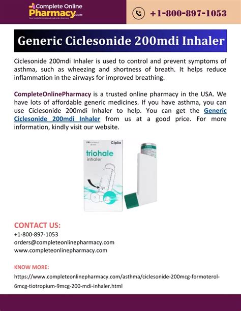 PPT - Generic Ciclesonide 200mdi Inhaler PowerPoint Presentation, free download - ID:12421247