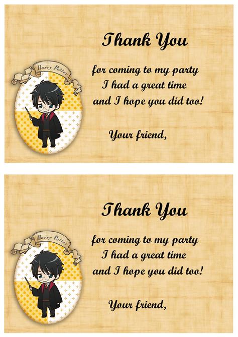 Harry Potter Thank You Cards - Printable Cards