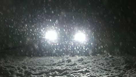 Night Driving In Winter With Light Snow On The Road Stock Footage Video ...