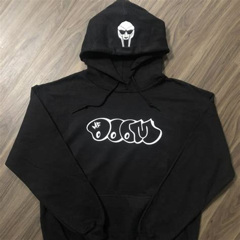 Shirts | Mf Doom Hoodie With Mask On Hood Black White Design | Poshmark