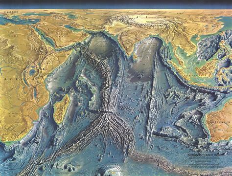 A detailed map of the World ocean floor (1968) - Vivid Maps